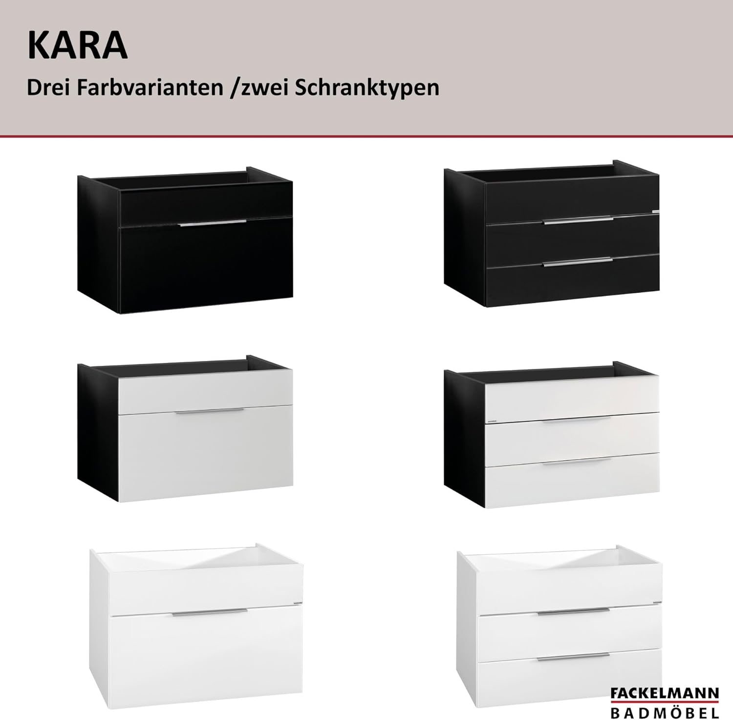 FACKELMANN Kara Vanity Unit/Bathroom Cabinet with Soft-Close System/Dimensions (W x H x D): Approx. 80 x 59 x 49 cm Cabinet for Bathroom/Furniture with Two Drawers/Body: