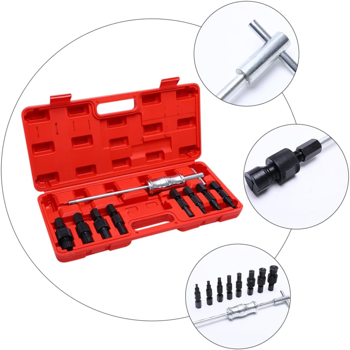 Luxshiny 9pcs Steel Bearing Puller Kit with Inner Hole Puller and Slide Hammer for Automotive Bearing Extraction and Hub Repair