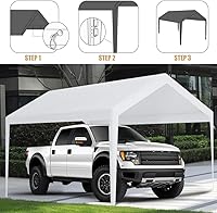 Vista 3 de Cubierta de toldo de repuesto para cochera, cubierta superior de repuesto para estructura de cochera de 12' x 20', tela de 180G PE impermeable