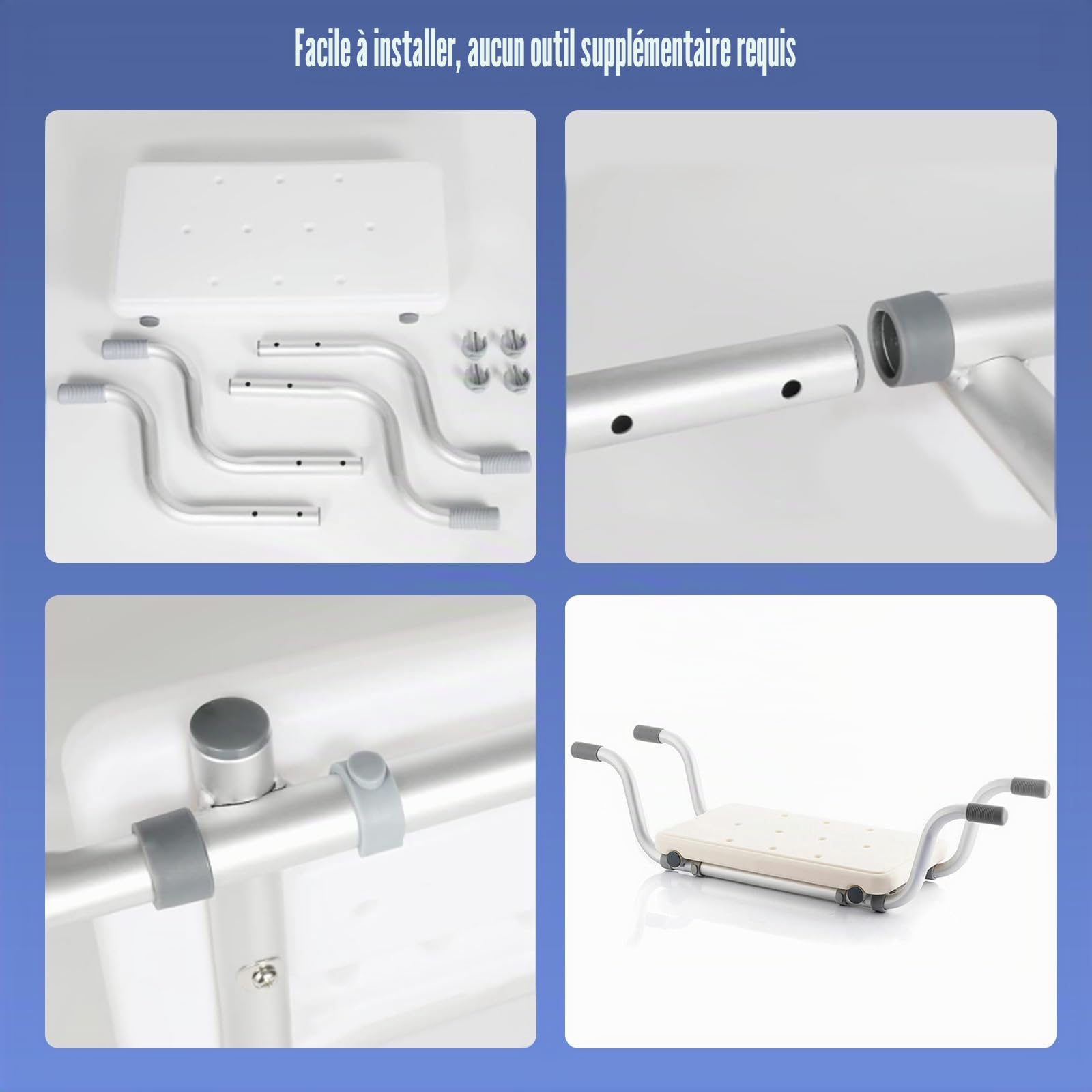 Siège de bain réglable pour personnes âgées - Siège de douche antidérapant pour baignoire, planche de bain avec largeurs réglables - Planche de bain pour personnes âgées, femmes enceintes, enfants