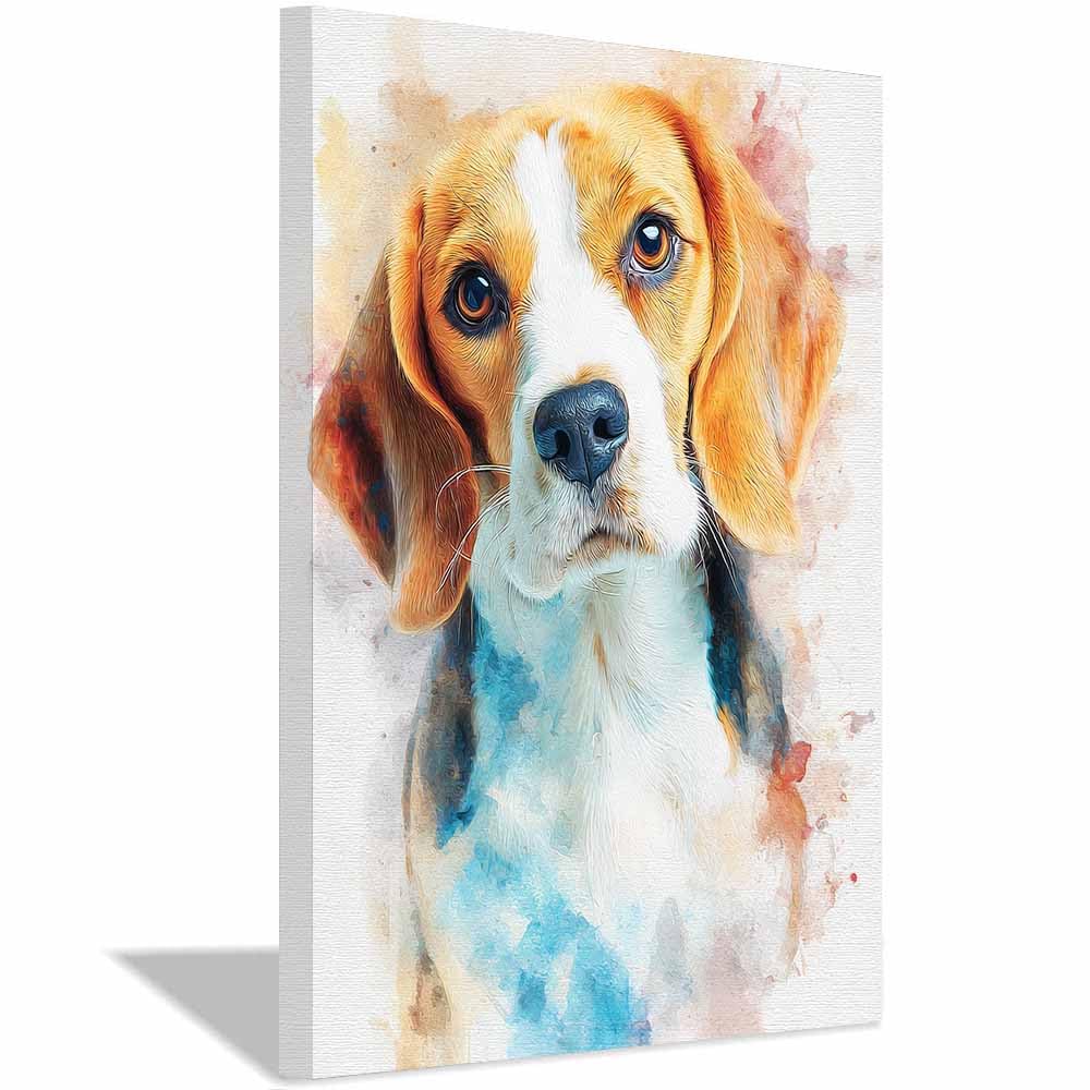 ZAMAEIU Canvas Print Wall Art Beagle drawing Abstract Dog Animal Paintings, Suitable for living room, bedroom, for Kids Room Decoretc.(white)-30x50cm Framed