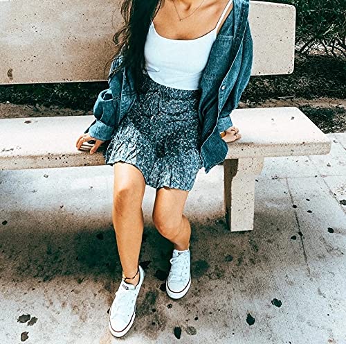 Women Summer Cute High Waist Ruffle Skirt Floral Print Swing Beach Mini Skirt4