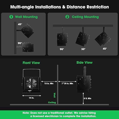 Miniatura 6 de VIVOSUN Calentador de garaje de 8500 W, calentador eléctrico de garaje de 240 V con 3 modos (8500 W5600 Wsolo ventilador), calentador digital