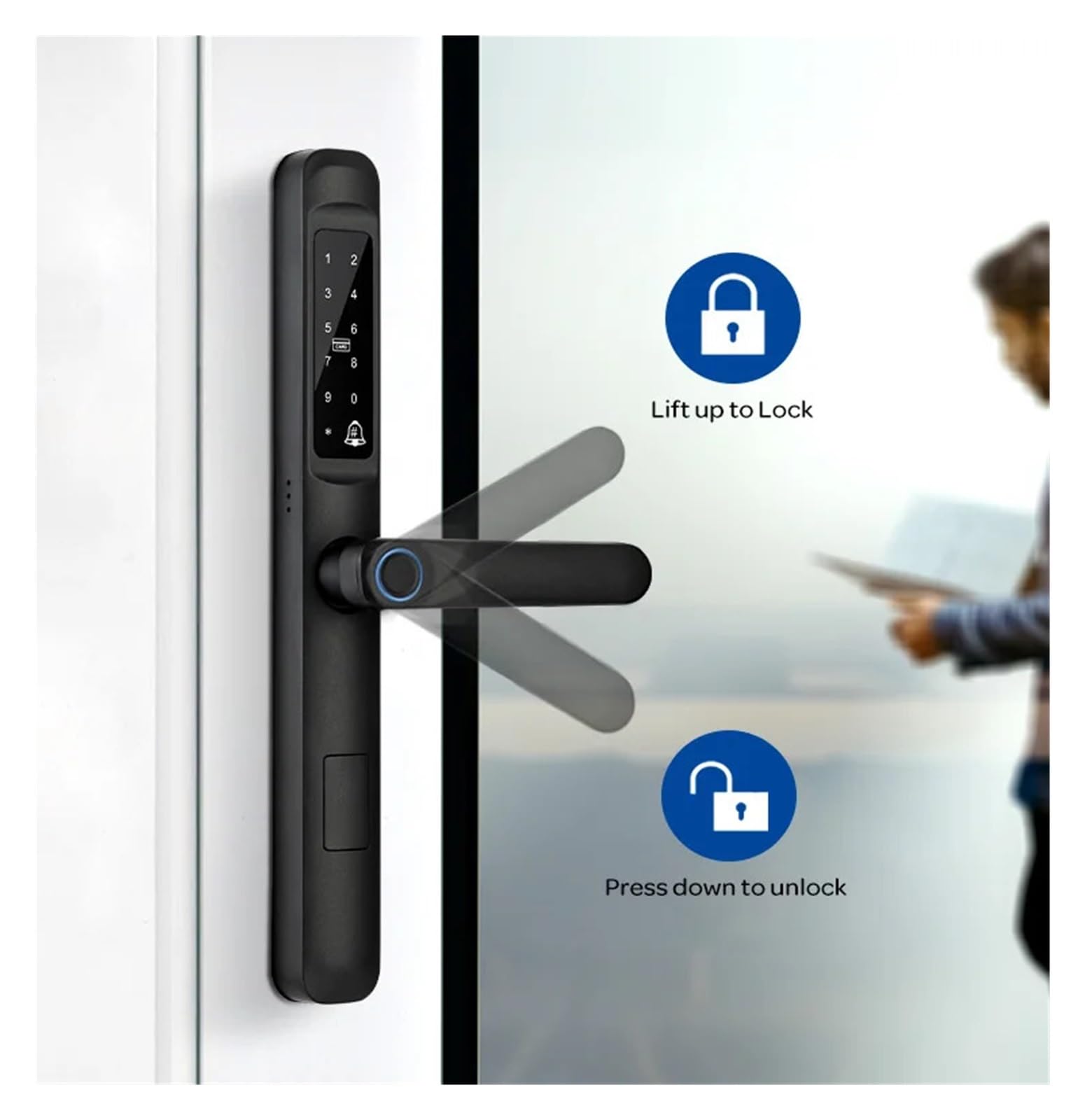 Aplikacja WiFi Tuya IP66 Wodoodporny Inteligentny Zamek Do Drzwi Elektronika Cynkowa Biometryczny Uchwyt Z Czytnikiem Linii Papilarnych Cyfrowy Przesuwnych Wysoki Poziom BezpieczeńStwa(2885ys)