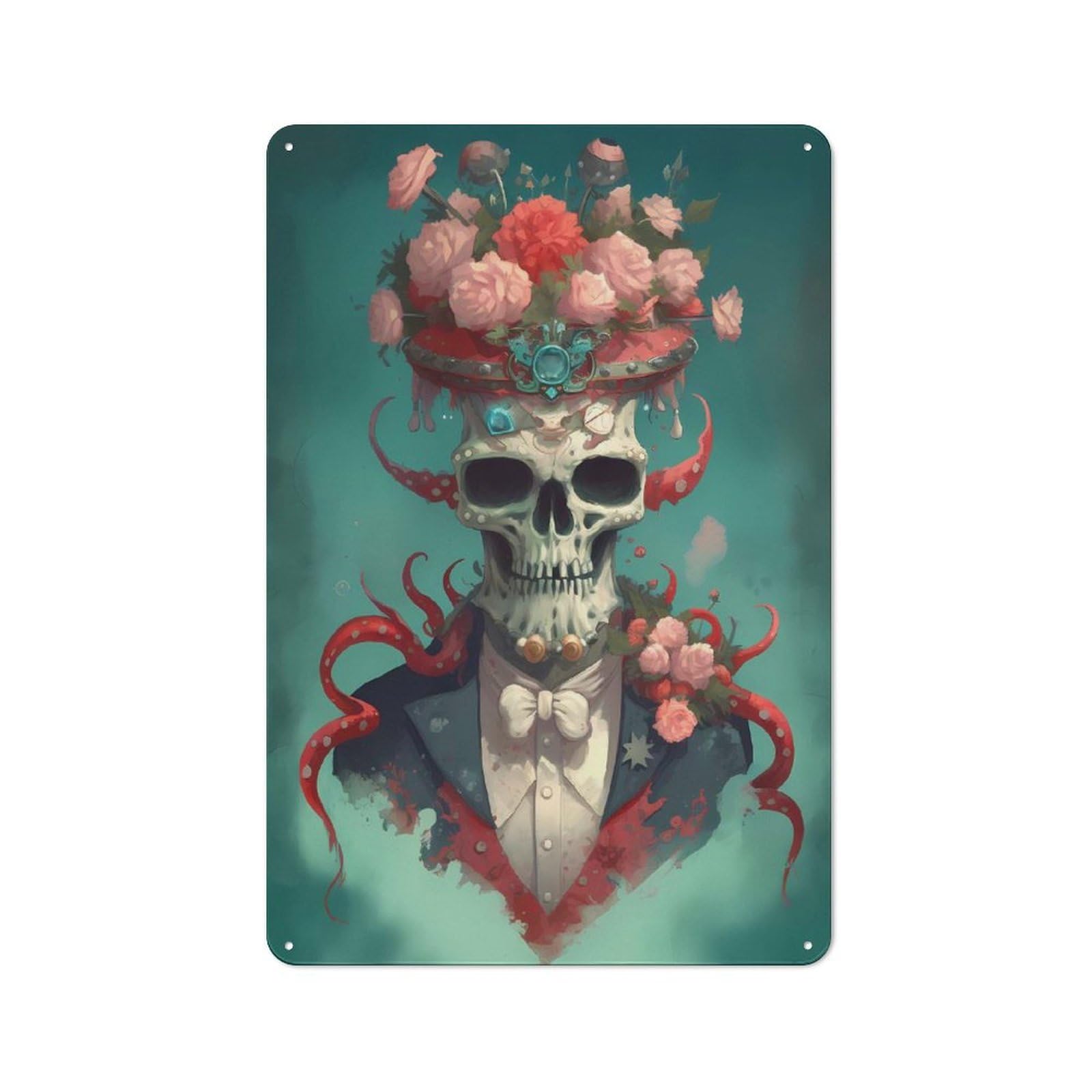 Junmoney Style-3 Tin Wall Plaque 30X20cm With Kraken Petite For Studio Or Craft Room, Suited To Studio Decor Lovers
