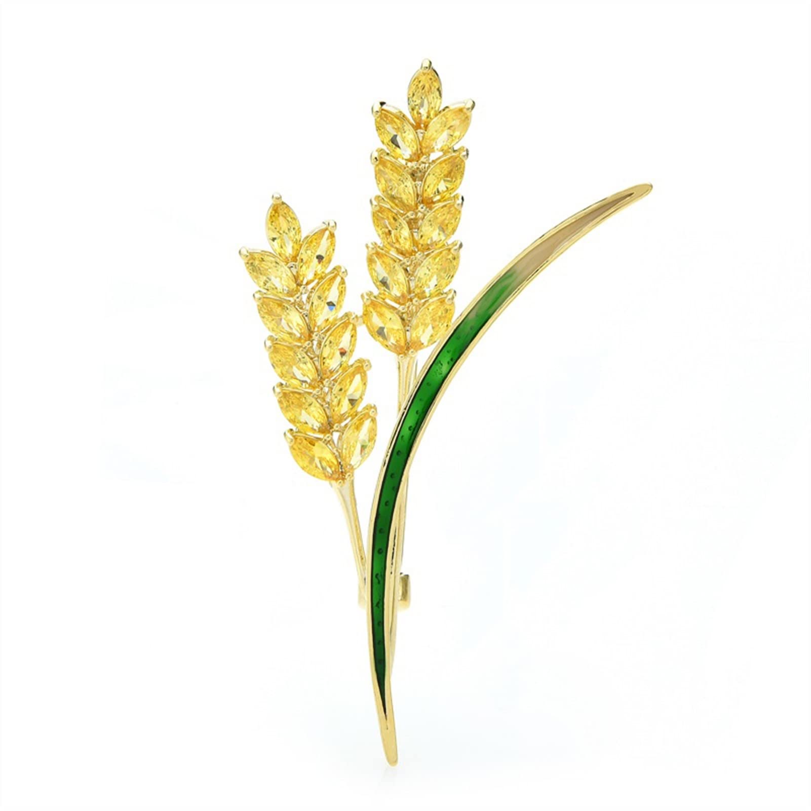 Damen-Brosche, Anstecknadeln, Damenmode-Accessoires, Damen-Elegante Weizen-Brosche, Emaille-Blatt, Schönheit, Weizenblumen-förmige Brosche, Party-Bankett-Brosche, modische Broschen