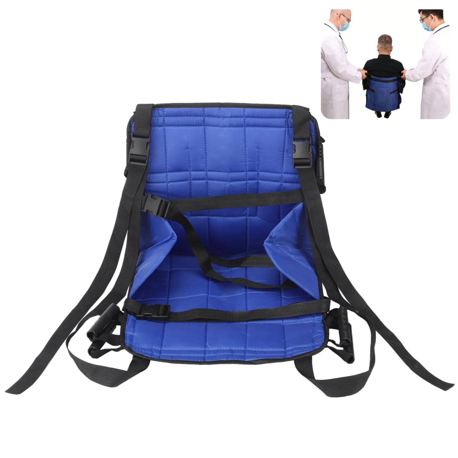 Almohadilla de transferencia de elevación de pacientes con asistencia de escalera, múltiples hebillas, piernas y correas reforzadas, soporte acolchado de tela Oxford para personas que necesitan ayuda