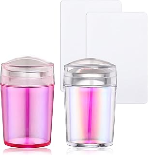 Sponsored Ad - Noverlife 2PCS French Nail Tip Stamps, Round Jelly Stampers with Scrapers, Soft Clear Silicone Nail Stampin...