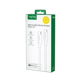 VegGieg 60W Type-C to Type-C Fast Charging and Data Cable 1.2 Meters