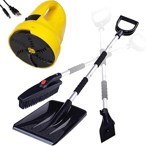 Zone Tech Kit de cepillo de nieve 3 en 1 con cabezales reemplazables y raspador eléctrico de nieve para automóviles