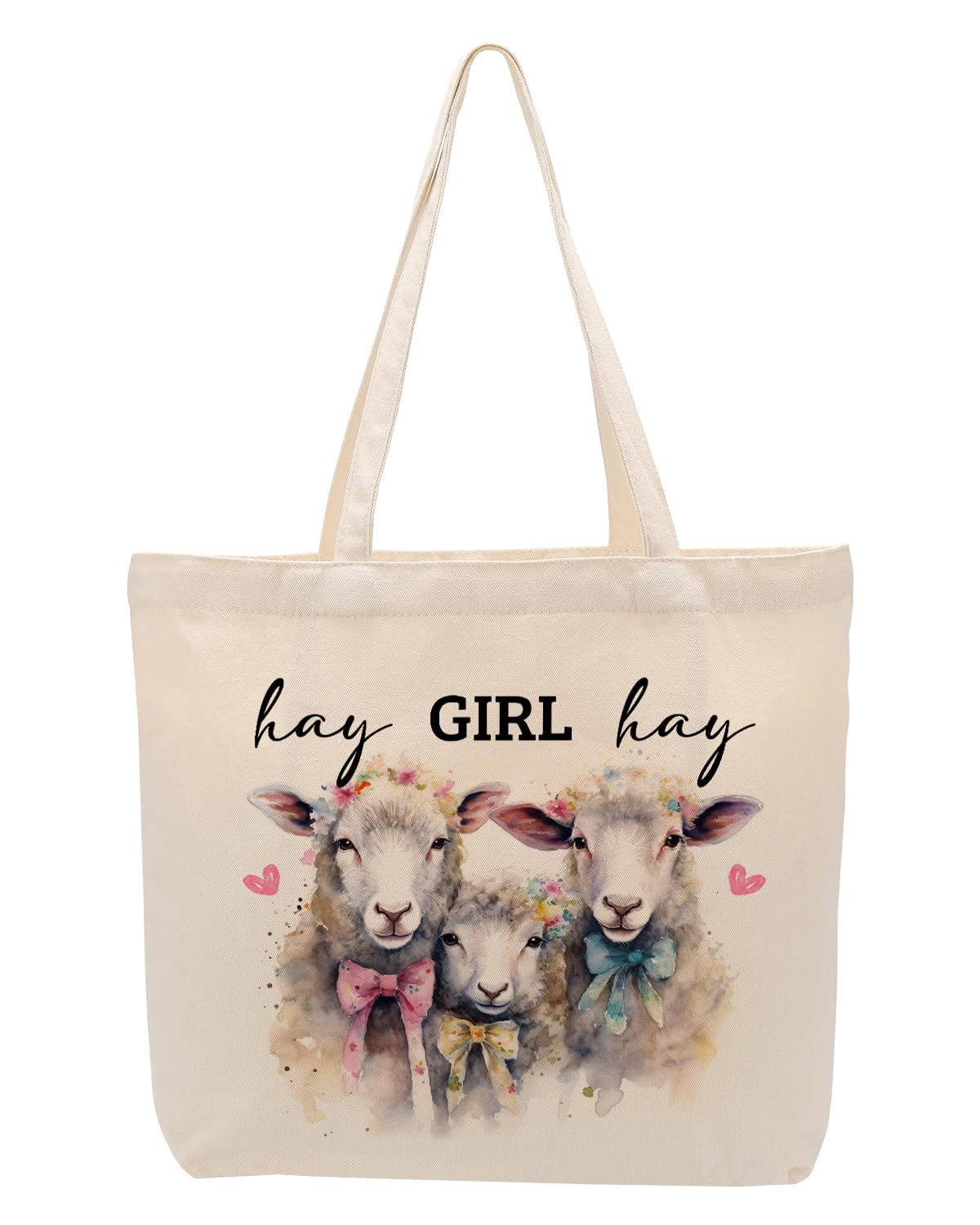 NGZS Pig Sheep Horse Gifts for Girls Grocery Shopping Canvas Tote Bag for Animal Lovers Women Friendship Christmas Birthday