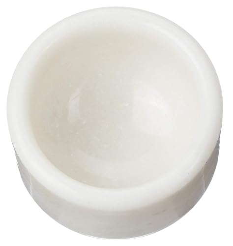 Miniatura 7 de Queenza Juego de mortero y mortero - 4 pulgadas - Capacidad de 2 tazas - Mortero de mármol blanco pesado pulido y molinillo de piedra - Molinillo de