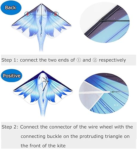 Miniatura 7 de Kites - Cometas gigantes de peces de playa, fáciles de volar, fáciles de montar, adecuadas para juegos y actividades familiares al aire libre