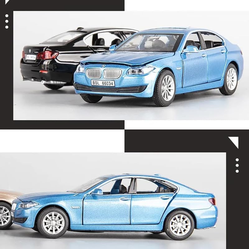 Image of Kids Model 1:32 BM 535I Die Cast Metal Car Pull Back Action Opening Doors with Realistic Engine Sound Lights Toy Car Gift for Boys - Gold