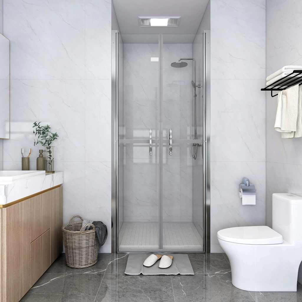 Puerta de ducha ESG de 86 x 190 cm con ancho ajustable, asas modernas, cristal de seguridad de 5 mm, fácil montaje, marco elegante, ideal como protección contra salpicaduras, adecuada para