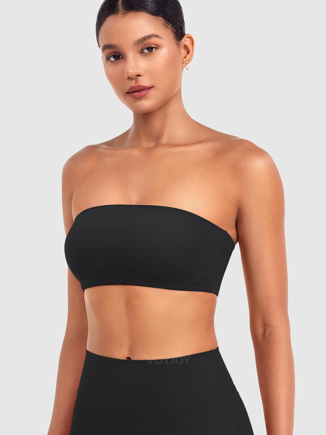 VOYJOY Women Strapless Bandeau Bra Wireless Padded Sports Bra Tube Top Seamless Stretchy Workout Bralette - Image 2
