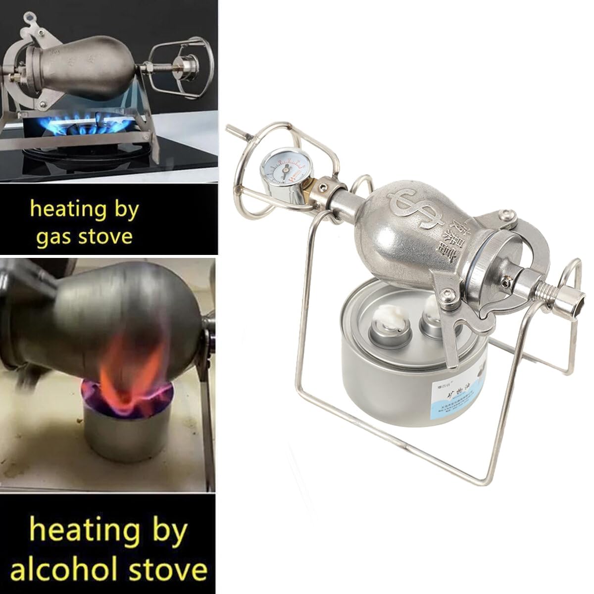 100ml Hochdruck-Popcornmaschine Mini-Edelstahl Professionelle Popcorn-Bräter, Handkurbel Gasheizung Langsamer Schub Mit Manometer Für Familienfeiern Studienpartyspaß