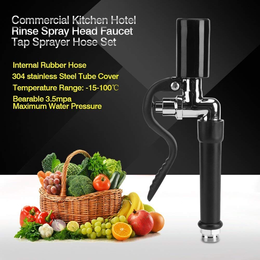 Comercial Grifo con Manguera Flexible de Alta Presión Pulverizador de Fregadero Kit de Reemplazo de Color Negro