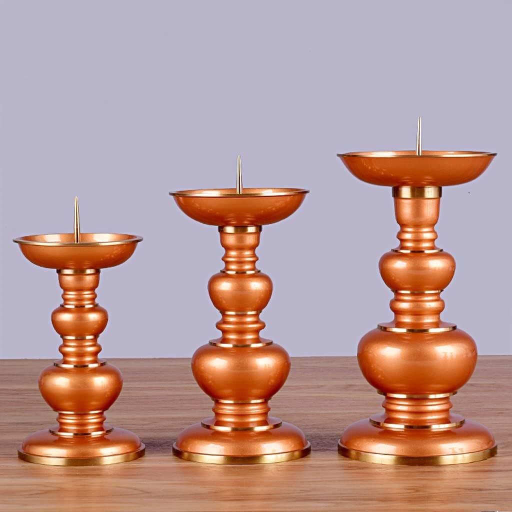 Vintage Candelabra Brass Pillar Candlestick Oil Lamp Base Candlestick Ornament Decoration Suitable for Dinner Living Room Kitchen Dining Room Candle Stand