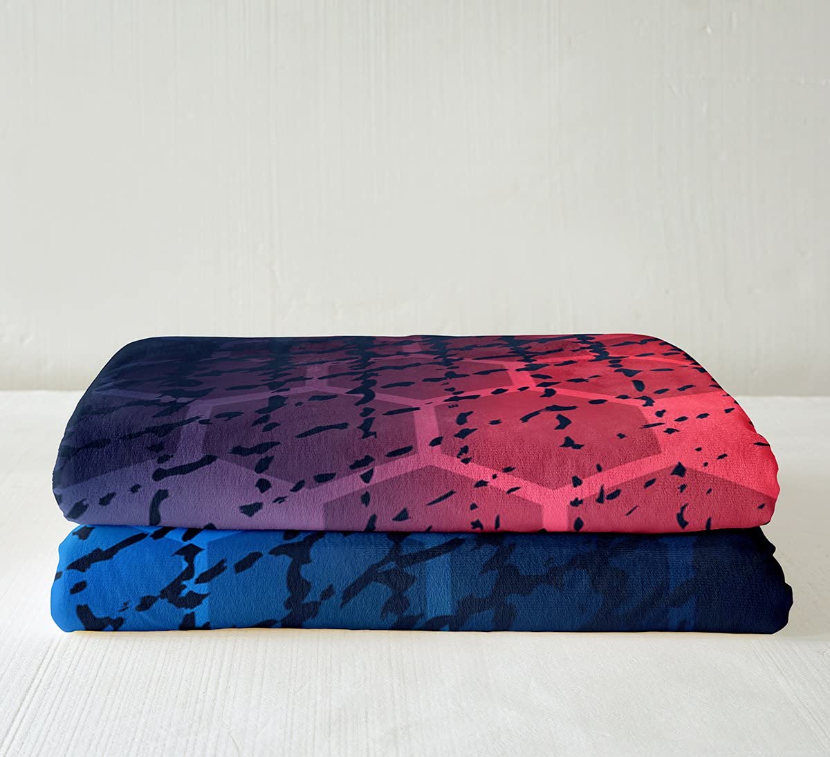 Loussiesd Coperta a nido d'ape Sherpa con esagoni in peluche per bambini e adulti, motivo esagonale al neon, coperta astratta geometrica sfocata per divano letto, camera king size 200 x 200 cm