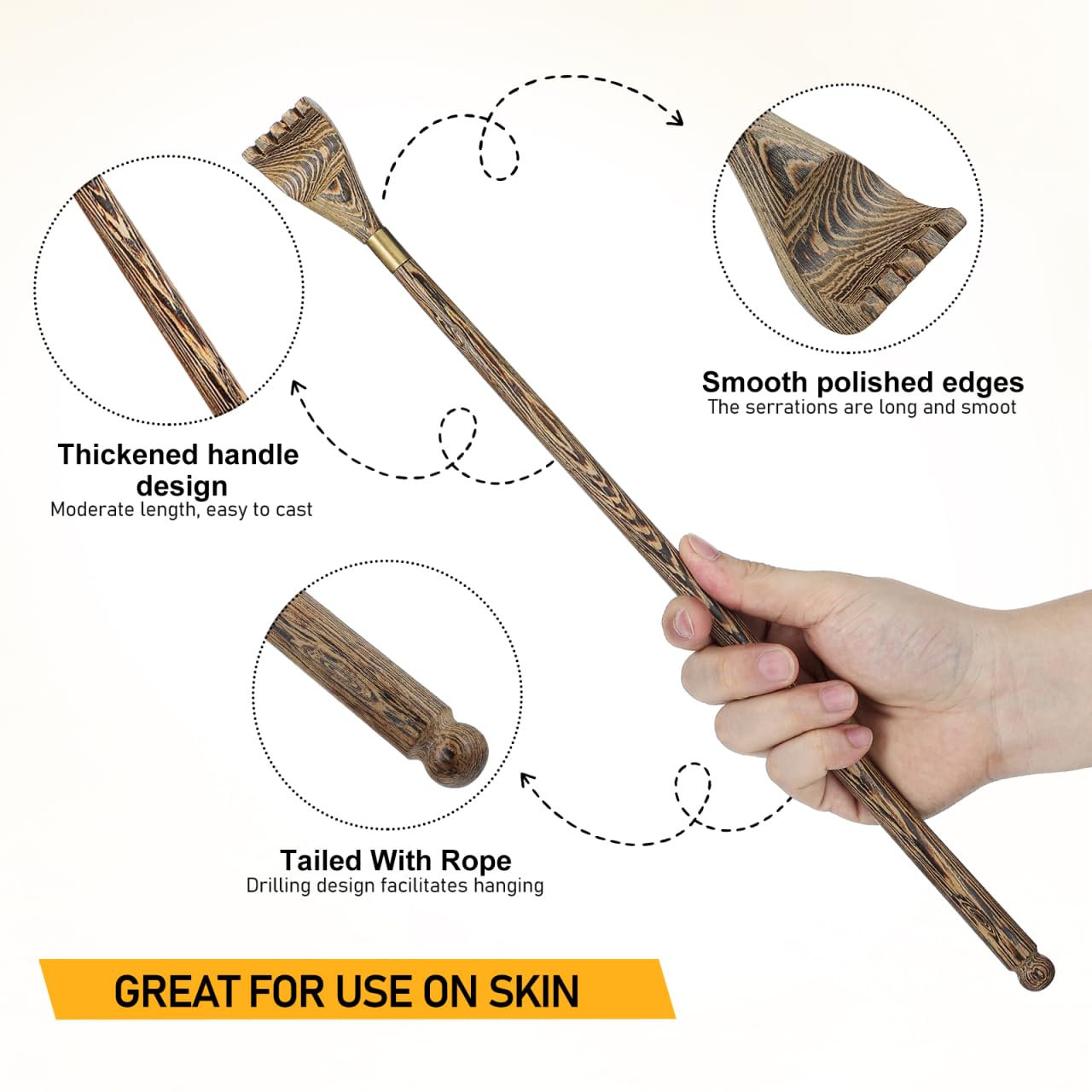 Healvian 2 rascadores de espalda de madera práctica para masaje de espalda de madera dura de alta calidad para el hogar, la oficina y los viajes, para aliviar la picazón y el estrés