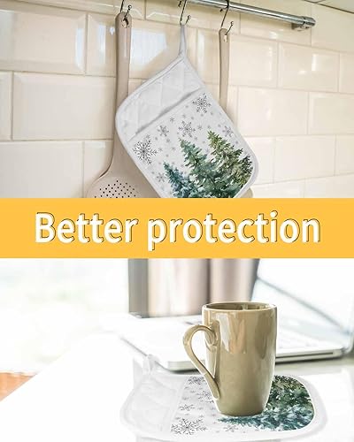 Miniatura 7 de Juego de 2 soportes para ollas de árbol de Navidad para cocina, antideslizante y aislante de calor, juego de agarraderas de tela de toalla con