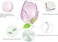 Vista 5 de Copas de vino de rosas con flores, juego de 2 copas de vino tinto creativas, copas de vino de flores rosas, copas de jugo de cóctel, para fiestas