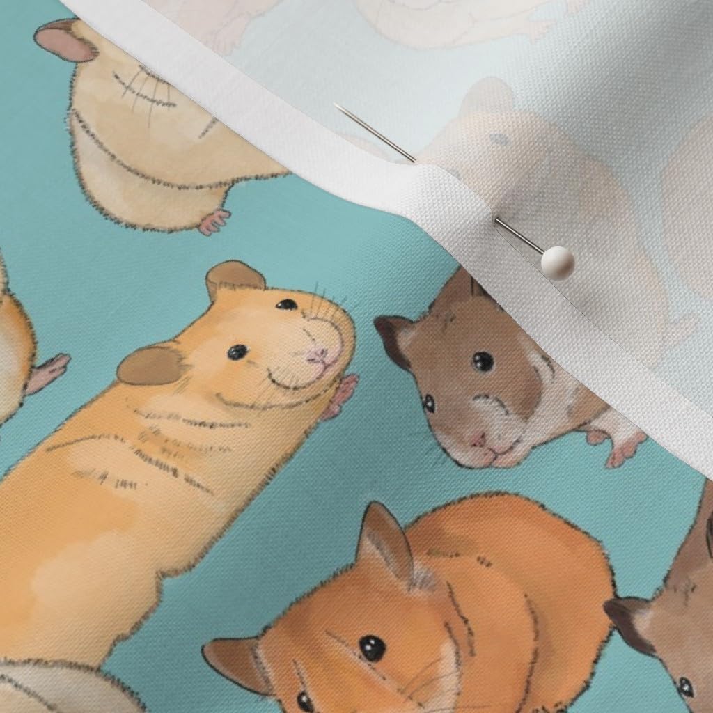 Spoonflower Fabric - Light Blue Hamster Small Animals Pets Guinea Pig Sugar Pet Rodent Printed on Petal Signature Cotton Fabric by The Yard - Sewing Quilting Apparel Crafts Decor