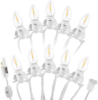 Christmas Village Lights with 10 LED Bulb, C7 Snow Village Light with Clips