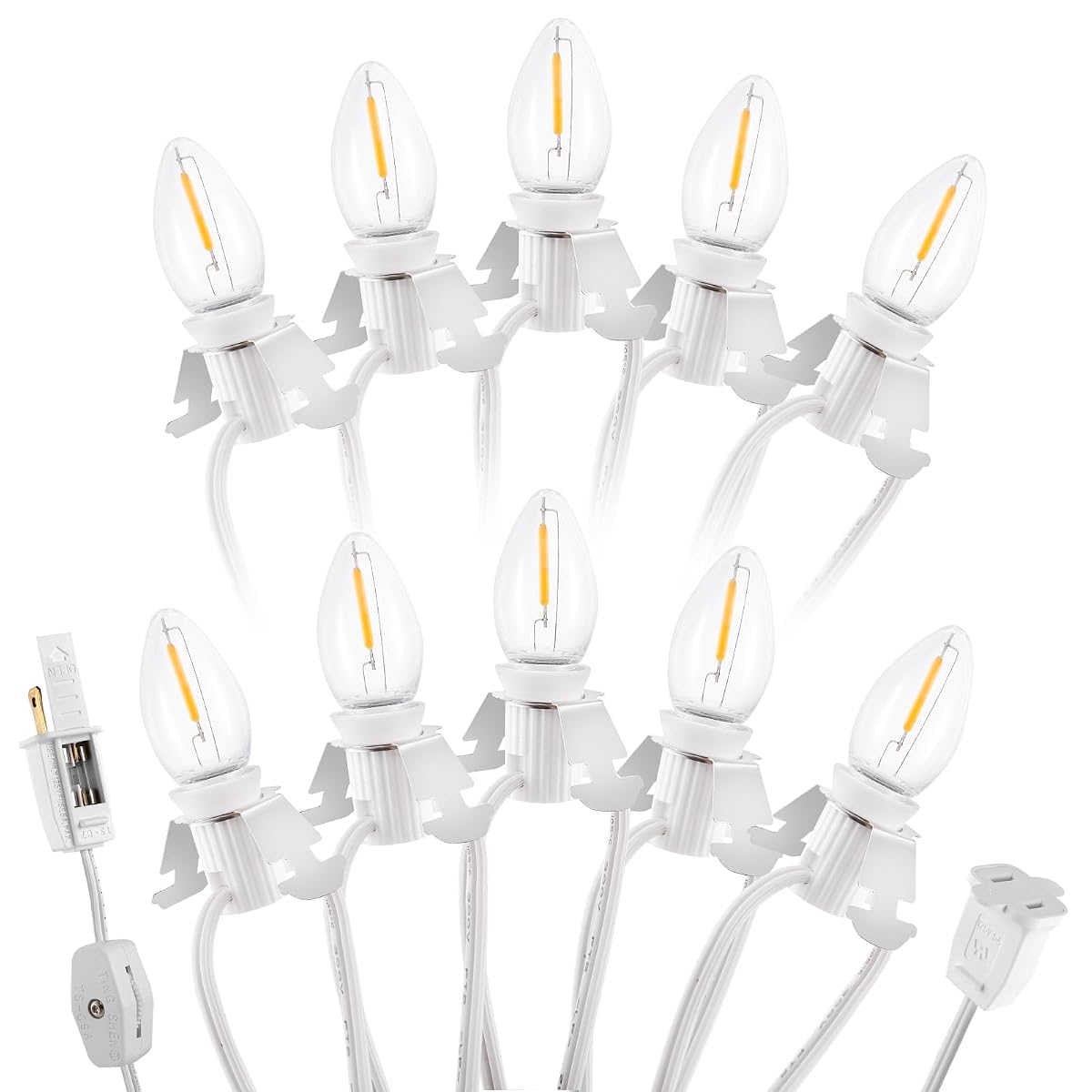 Methuker Christmas Village Lights - 10 LED Warm White Bulbs for Holiday