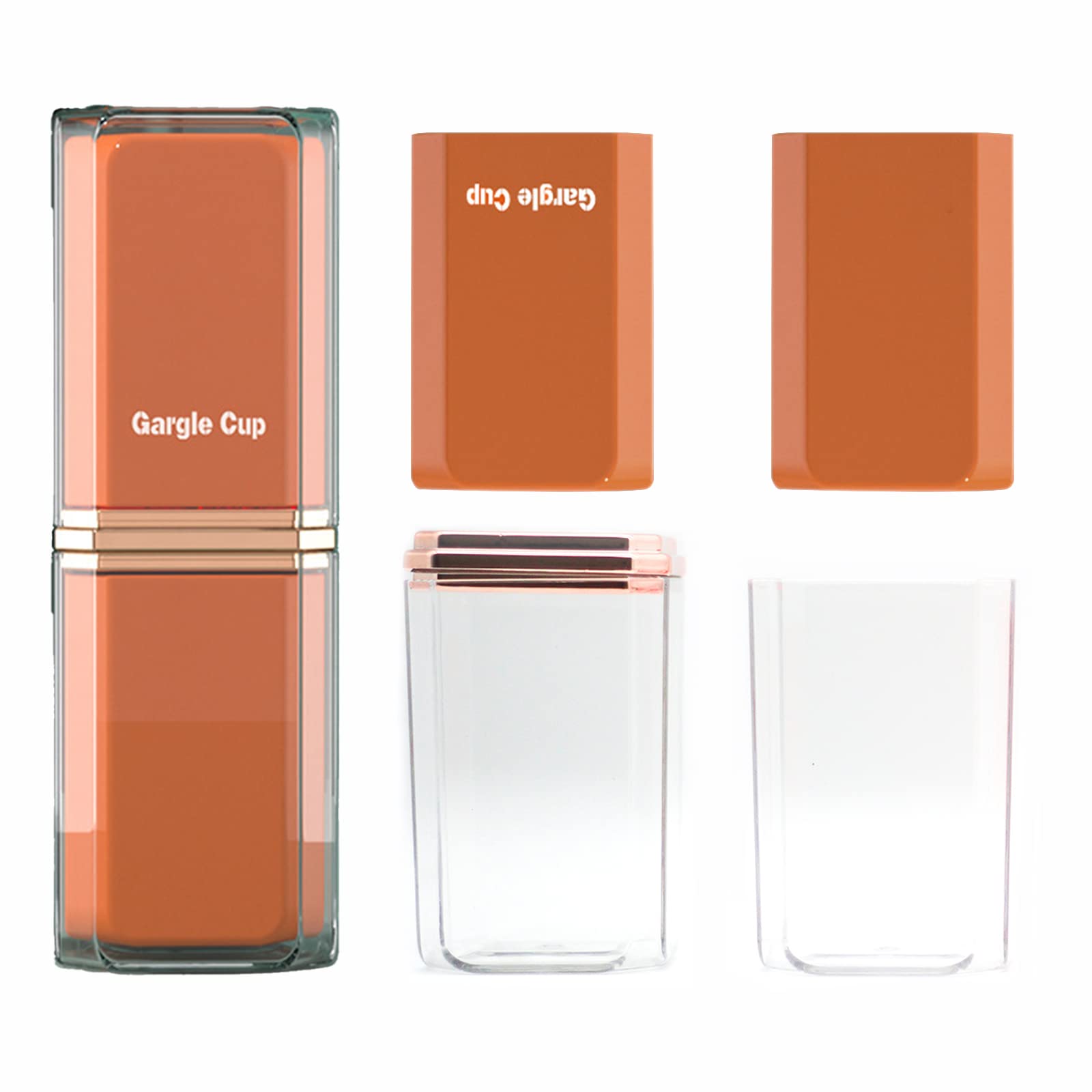 Photo 1 of 2 pack of VAQOZASY Travel Toothbrush Case and Carrier,4 in 1 Portable Detachable Toothpaste Holder Containers with Cover,8.6 inches High-Capacity Storage Cup (Orange)