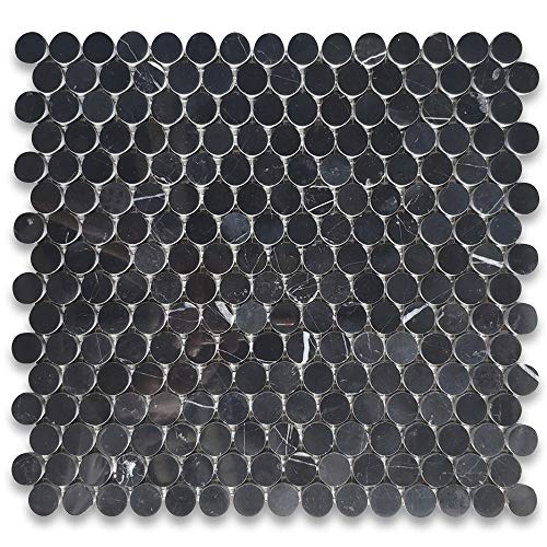Stone Center Online Nero Marquina Black Marble 3/4 inch Penny