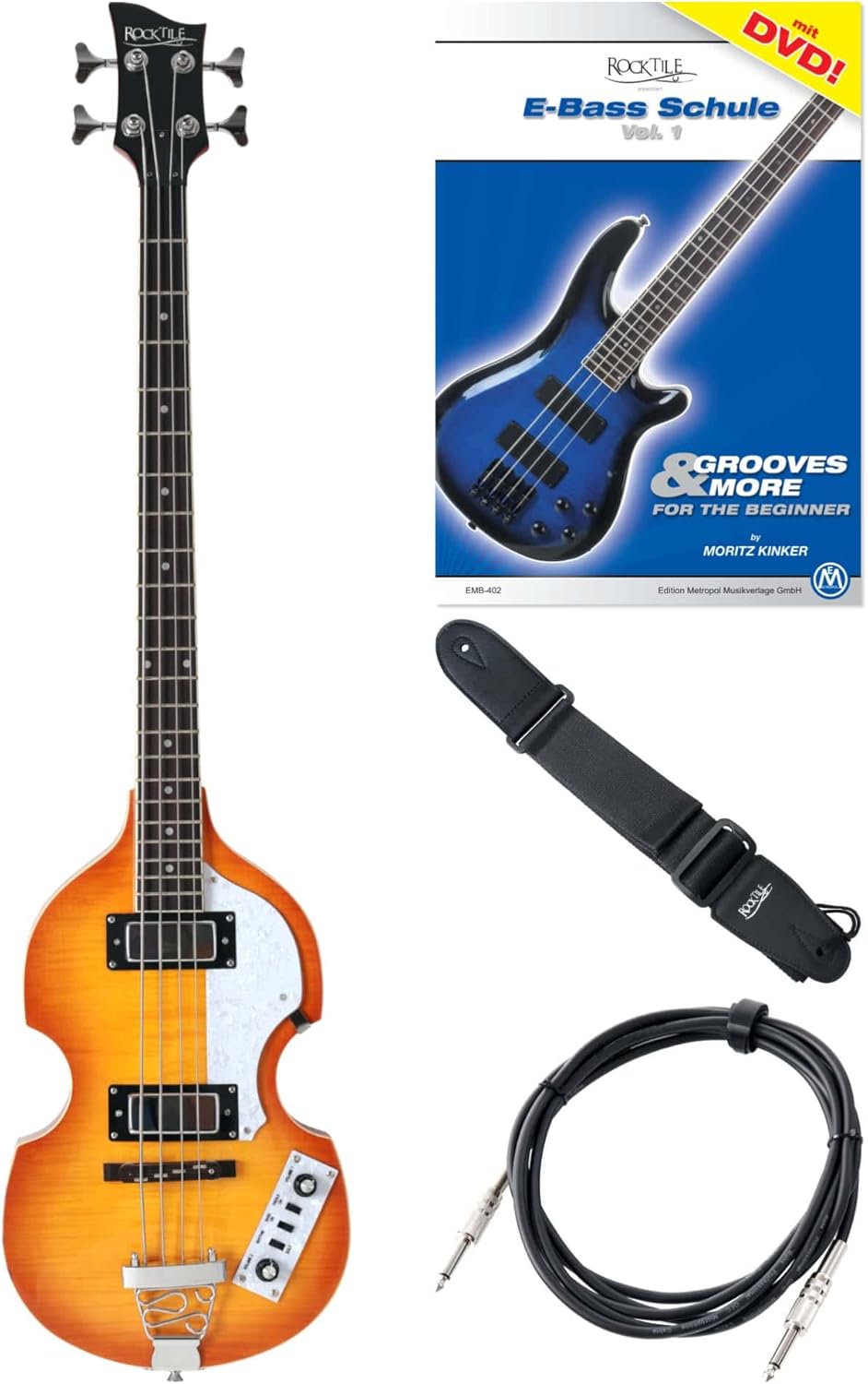 Rocktile Sir Paul VB1 Vintage Beat Bass Electric Bass Set Hollow Body