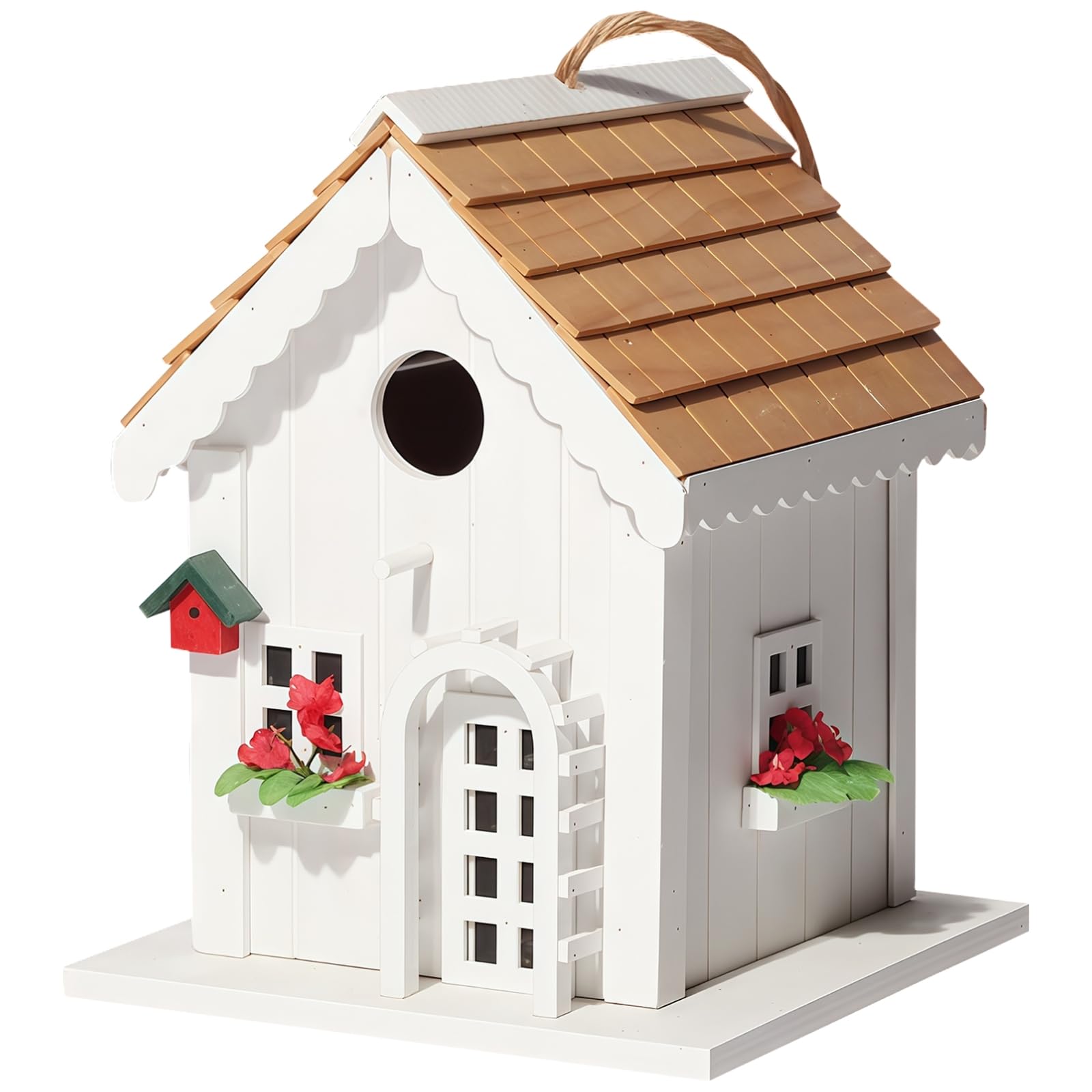 Vogelhaus für den Außenbereich, Gartendekoration, Vogelhaus mit Blumendesign, vielseitig oder eigenständig, zum Aufhängen, für Gastfamilien, Innenhöfe und Terrassen