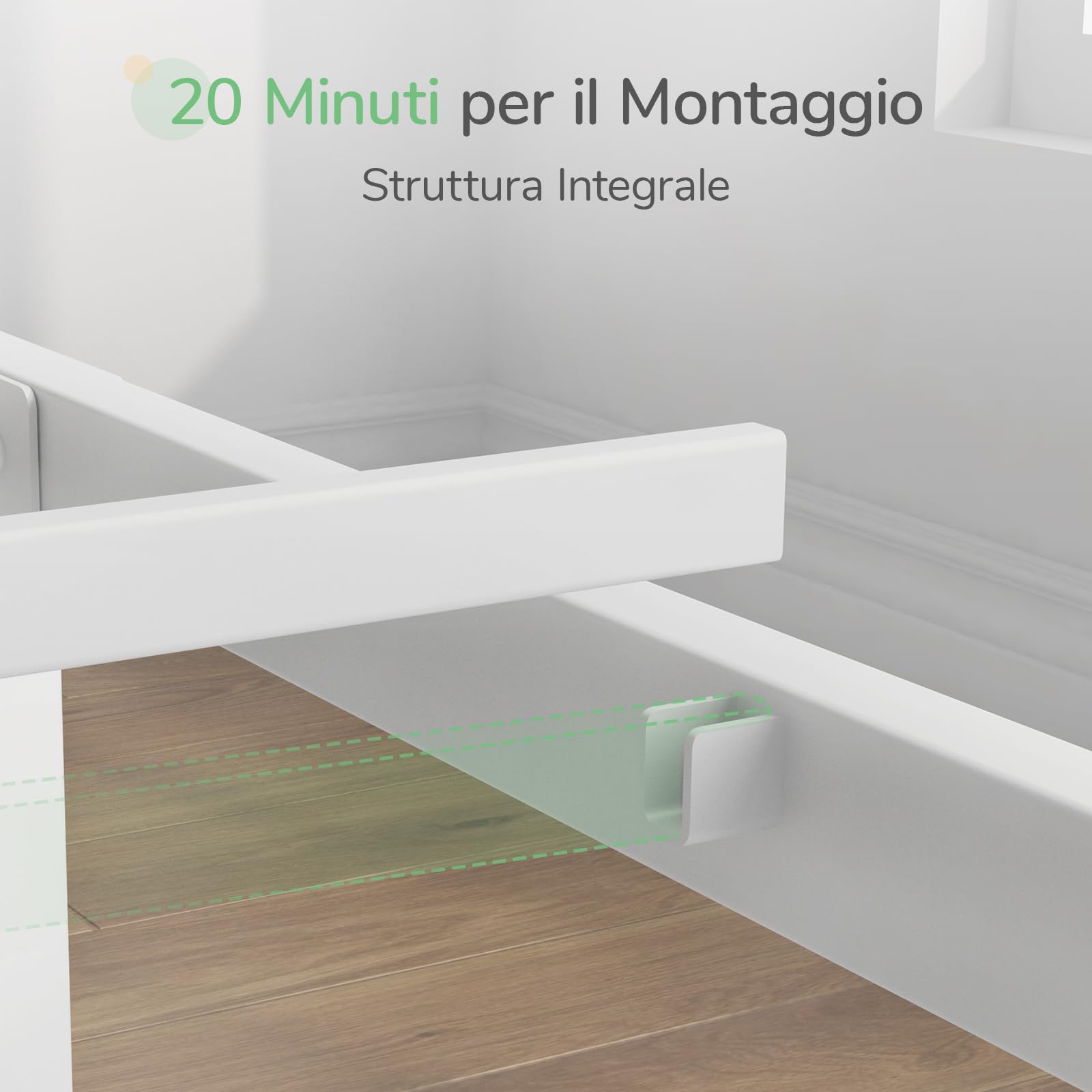 Novilla Rete Letto Matrimoniale 160x190 Struttura Letto Piattaforma, Supporto a Doghe in Acciaio, Base del Materasso, Montaggio Facile, Spazio di Archiviazione Sotto il Letto, Bianco