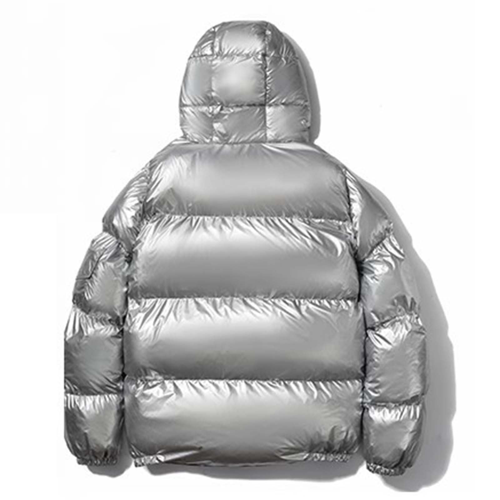 Daunenjacke Herren Steppjacke mit Kapuze Einfarbig Glänzend Puffer Jacke Warme Winterjacke Outdoor Jacken Warm Freizeitjacke Pufferjacke Skijacke mit Reissverschluss Kapuzenjacke Herrenjacken
