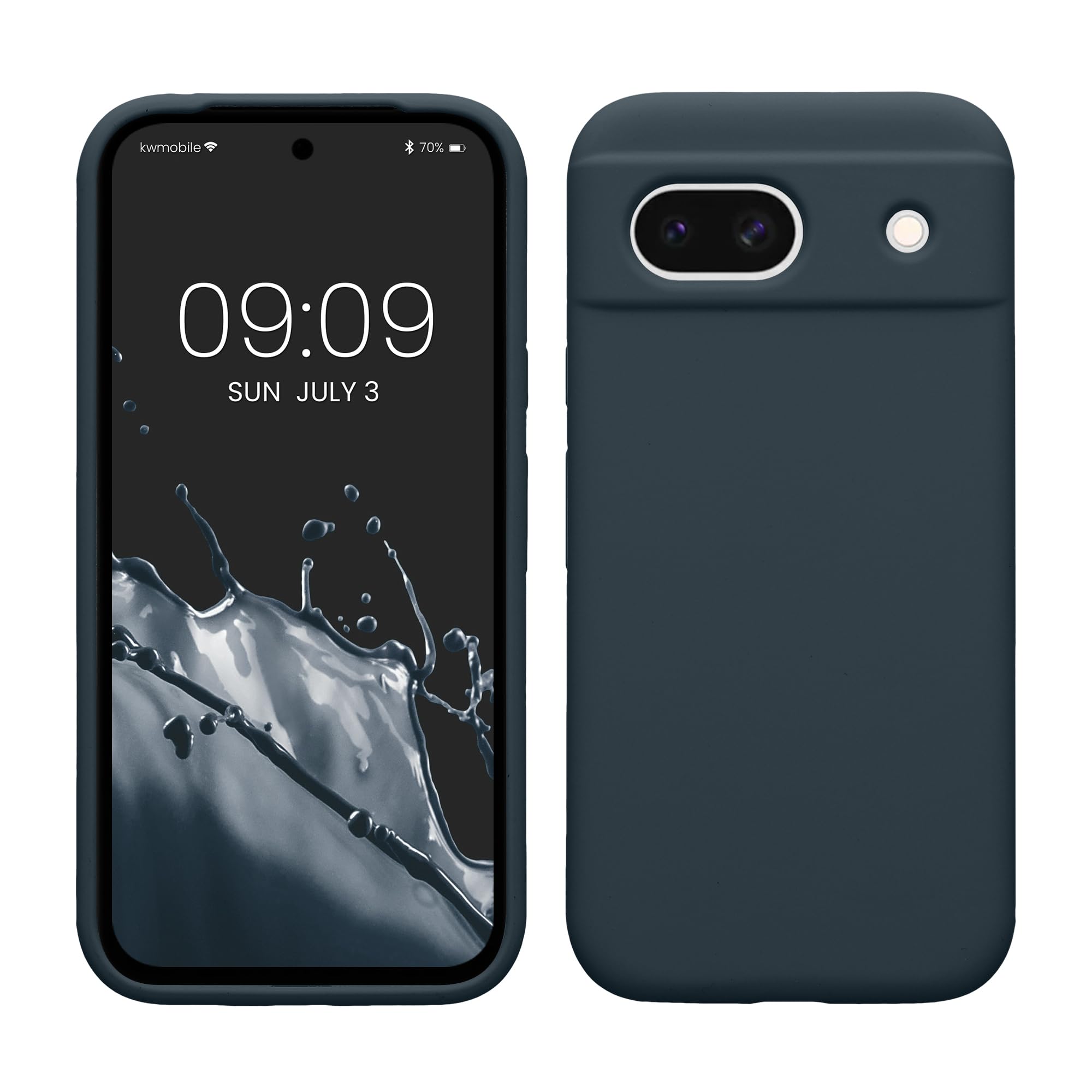 kwmobile Case Compatible with Google Pixel 8a Case - TPU Silicone Phone Cover with Soft Finish - Dark Slate
