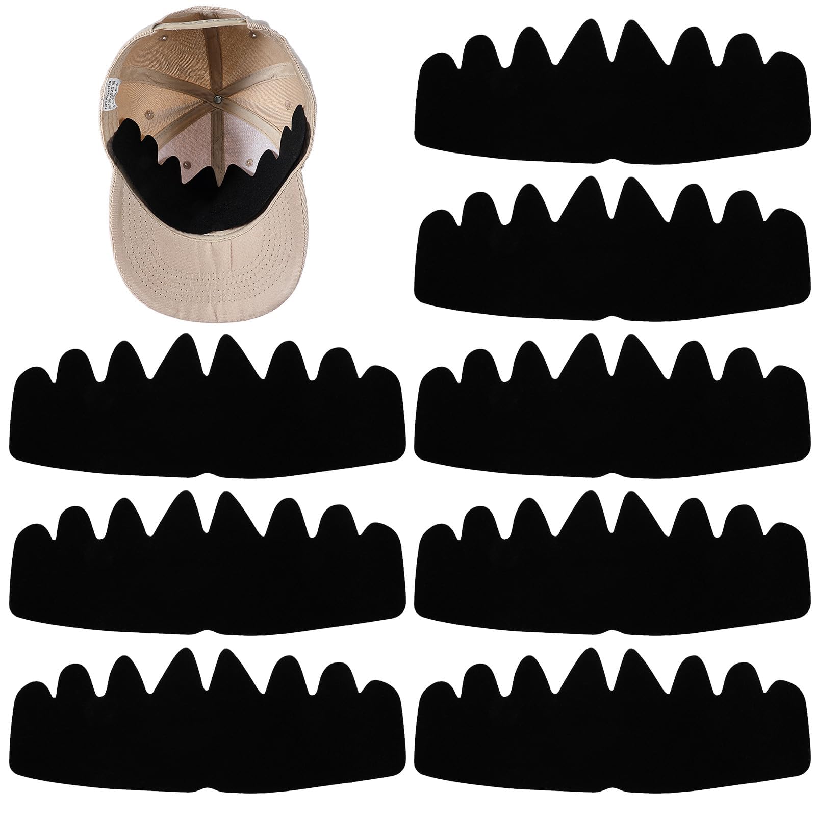 8Pcs Hat Sweat Liner Inserts Shapers, Flexible Cap Crown Support Pad, Washable Hat Shaper for Baseball Caps Sports Hats Trucker Hats-image-3