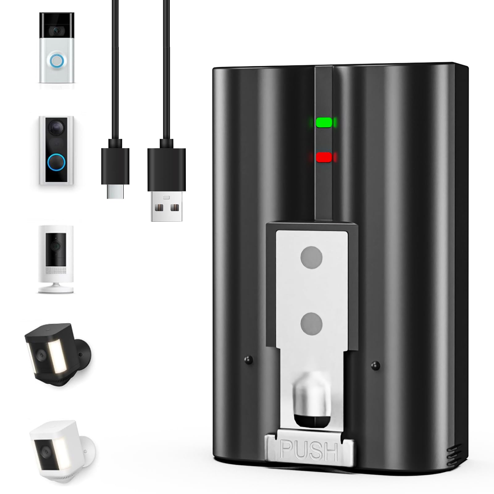 7200mAh Ersatz für Ring Akku 2026 Upgraded Chip kompatibel mit Ring-Doorbell 2/3/4/3plus, Stick Up Cam(2nd/3rd Gen), Spotlight Cam Wiederaufladbare Battery 1Stück