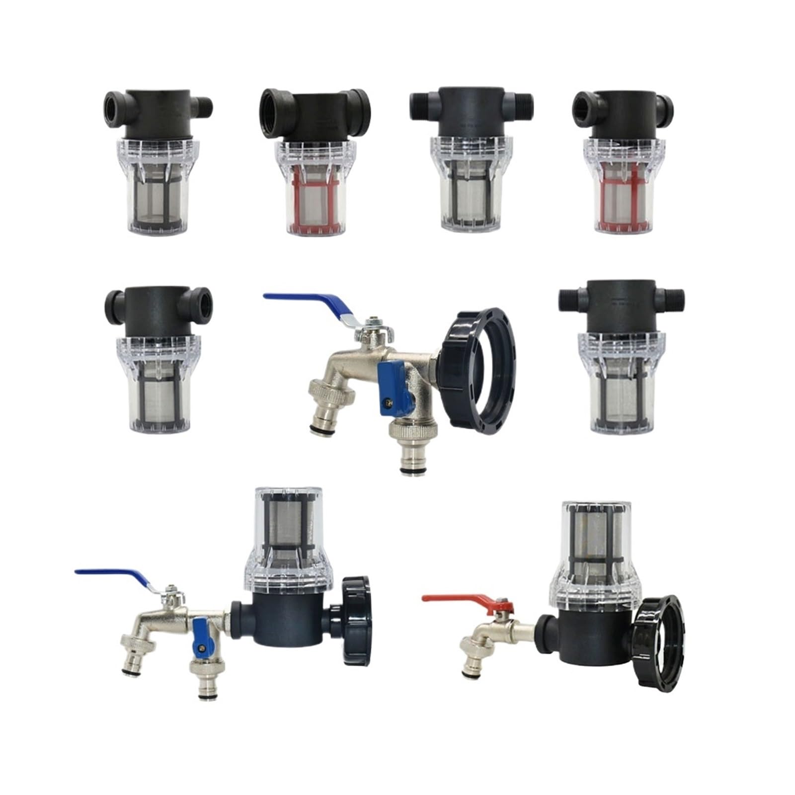 Adaptador de grifo de tanque con filtro, rosca macho/hembra de 1/2, 3/4 y 1 pulgada, for filtro de agua, accesorio for barril de lluvia de 1000 l.(B)