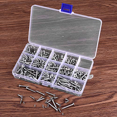 Loscrew 620 Stück Kreuzschlitz-Blechschrauben-Kit M2, M3, M4, 15 Größen von 304-Edelstahl-Senkkopfschrauben, für… – Bild 8