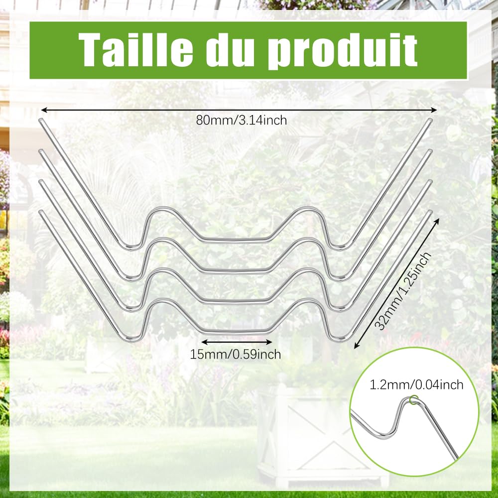 100 Clips De Fixation Pour Serre THATSRAD - Acier Inoxydable 304 - 8x3.5cm - Type W Pour Verre