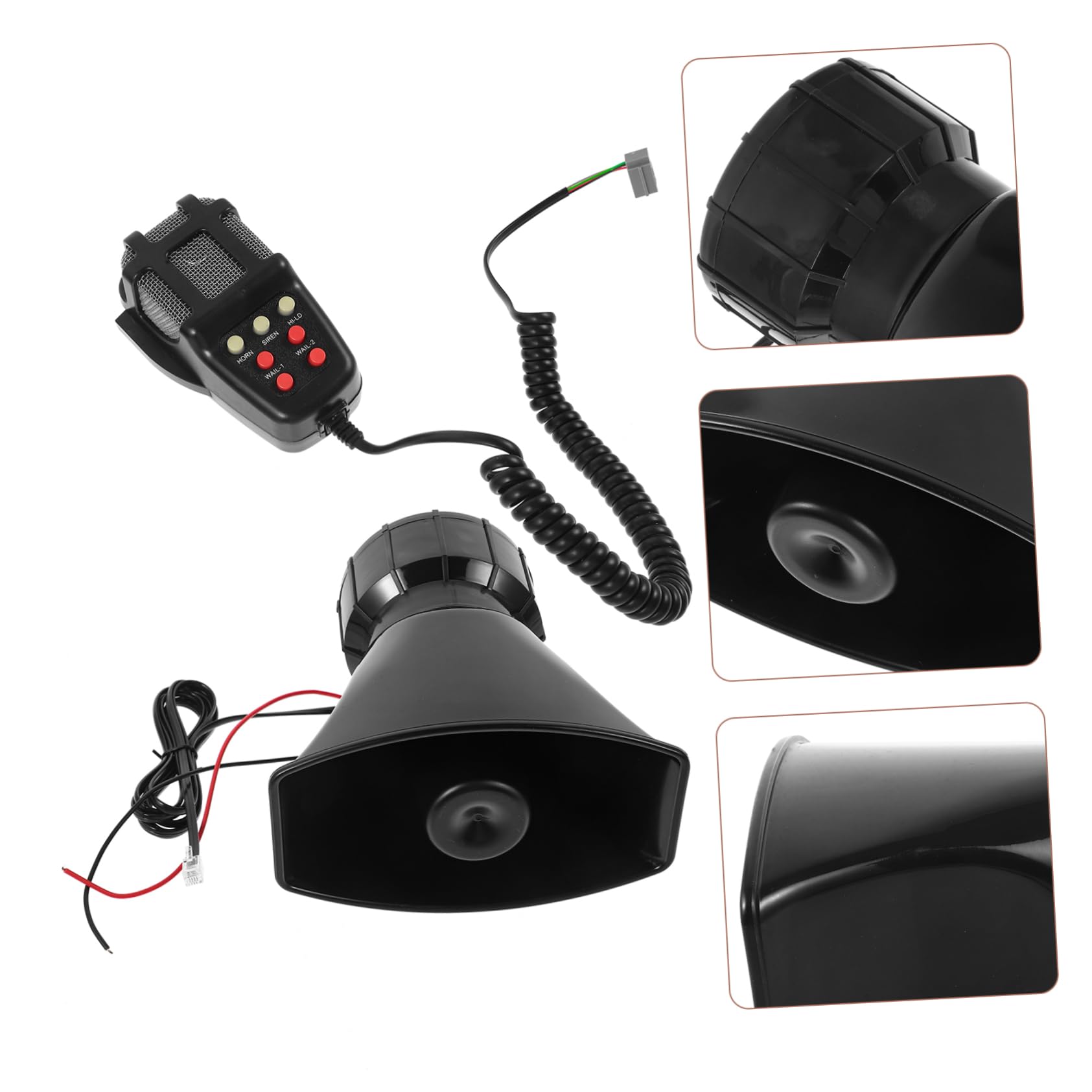 MAGICLULU Clacson per Auto e Camion 12v, Sirena 7 Toni Registrazione Messaggio, Plastico Nero, per Allarme Veicolo e Uso Quotidiano