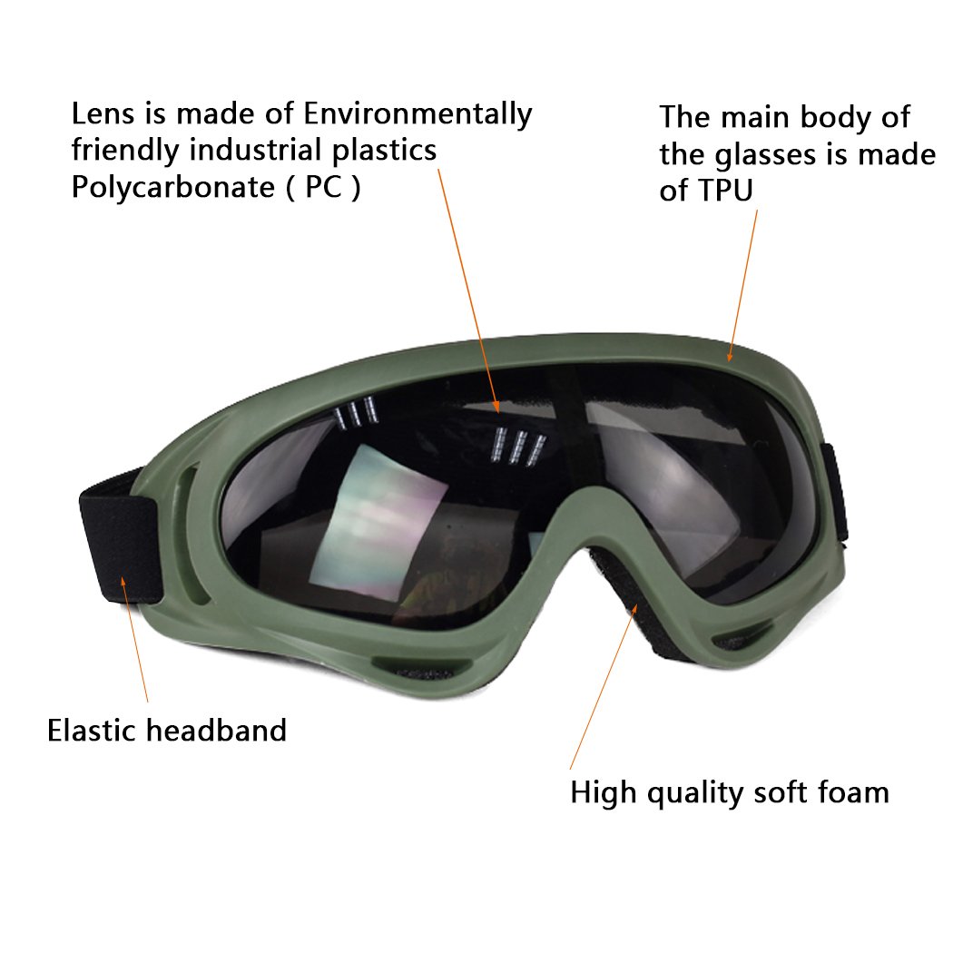 Set di accessori protettivi per softair, maschera a metà viso in rete con protezione per le orecchie, e occhialini per CS / caccia / paintball / tiro