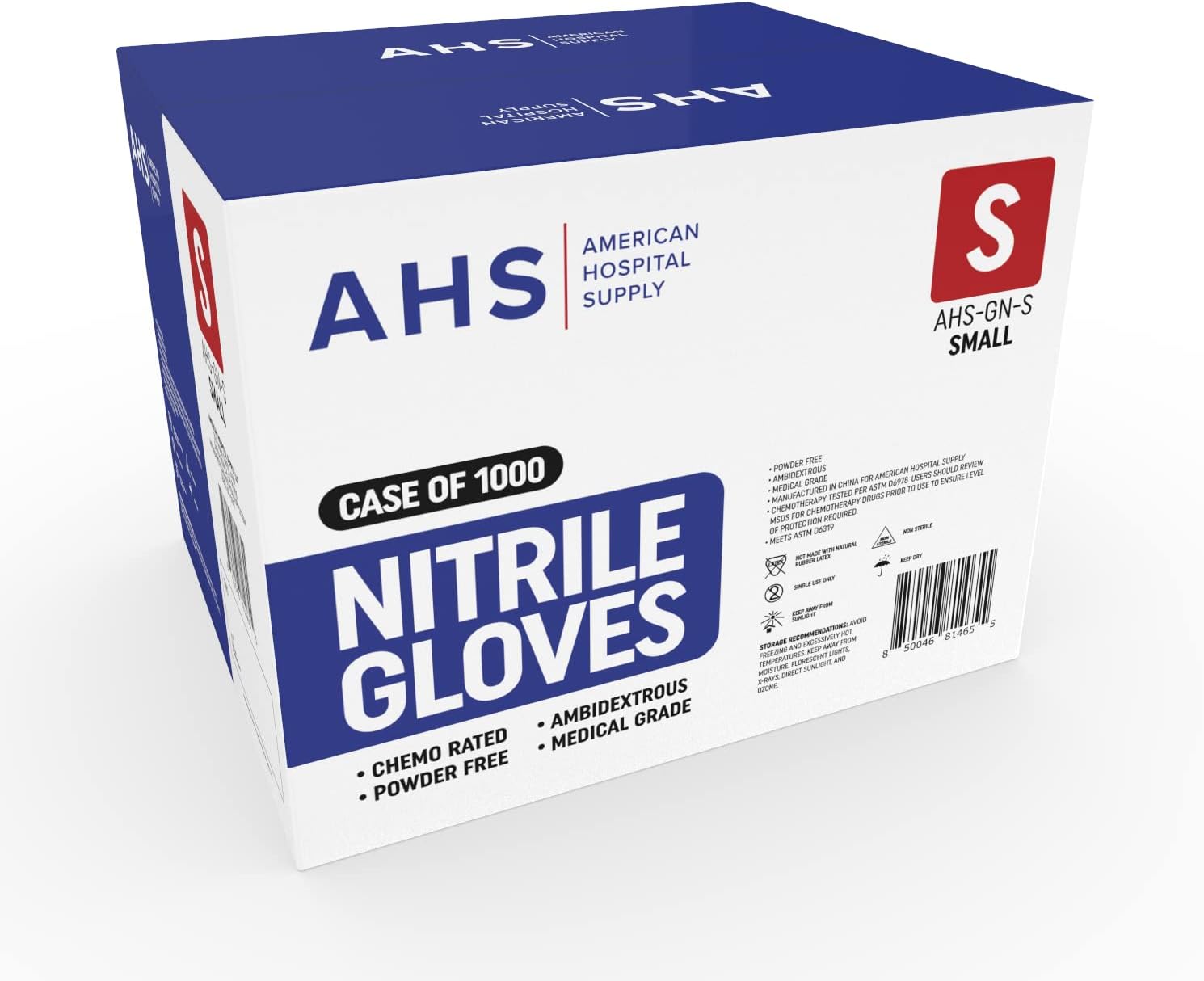 AMERICAN HOSPITAL SUPPLY Nitrile Gloves, Chemo-Rated Gloves Pack, Powder-Free, Medical-Grade, Examination Gloves