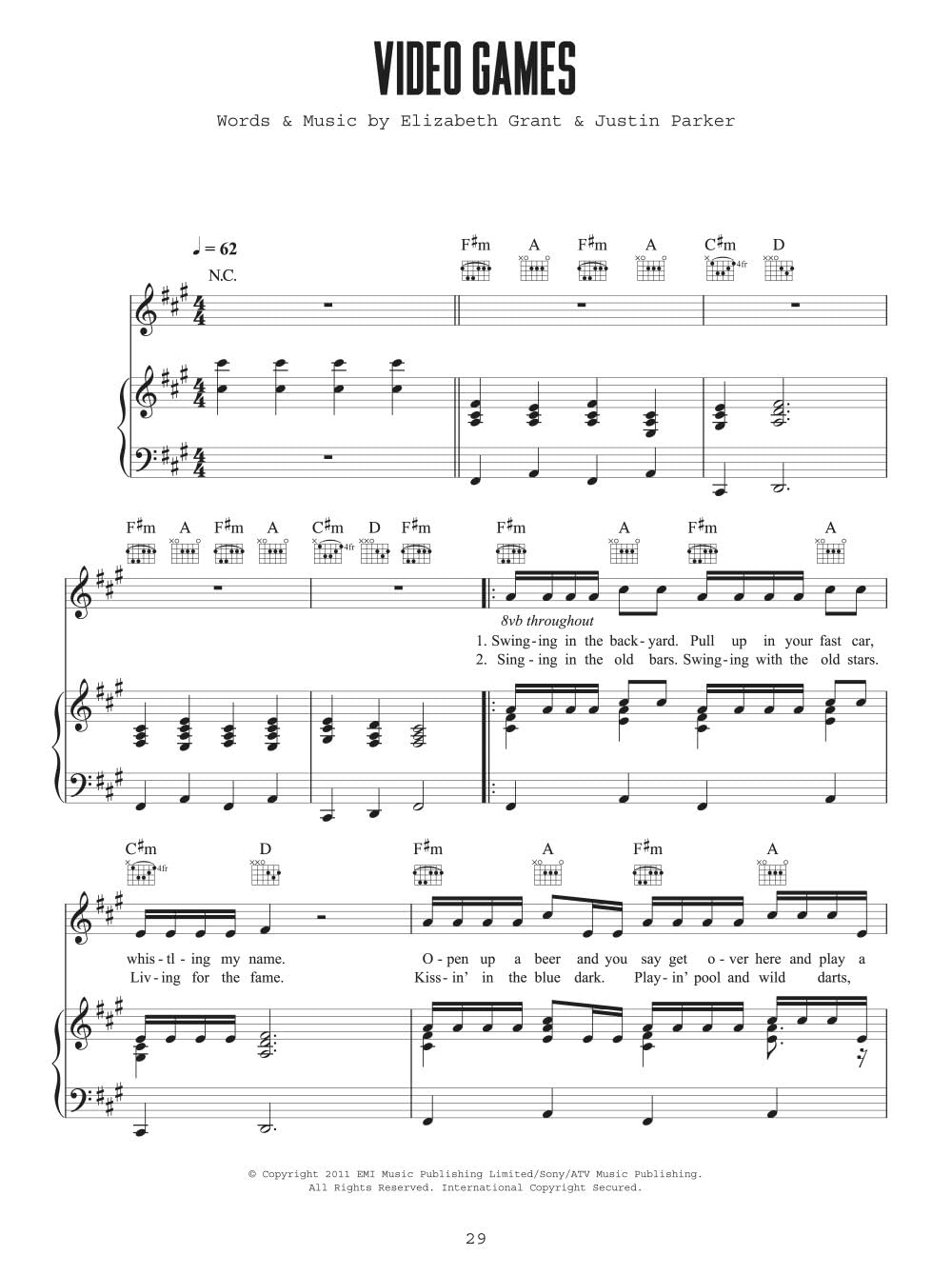 Lana Del Rey Born to Die Piano Voix Guitare