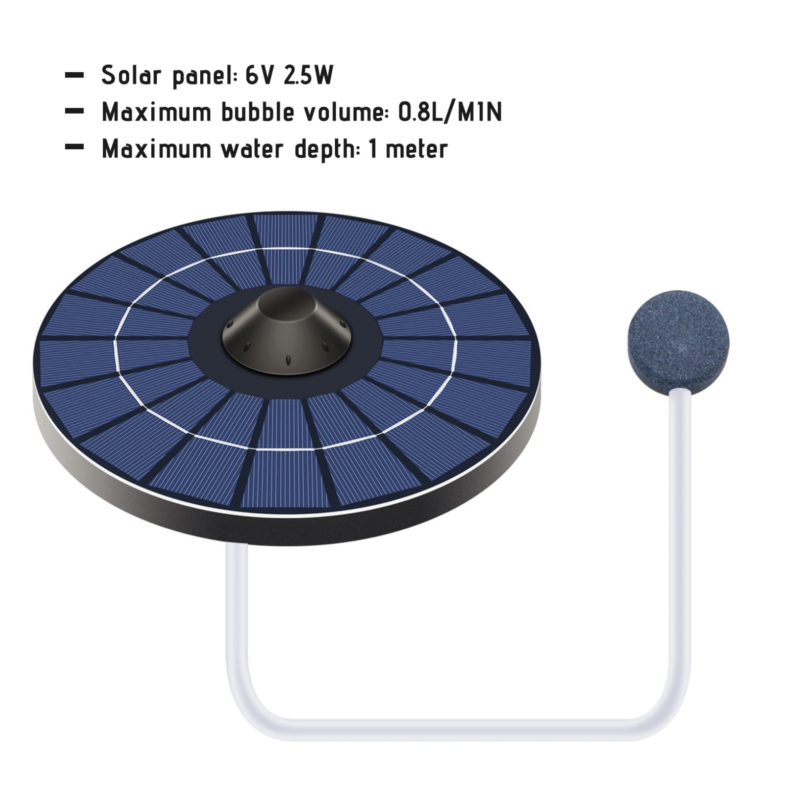 Aerator Solaire pour l'étang, aérateur Solaire étang, 2, 5 W alimenté avec des tuyaux d'air et des Pierres à Bulles pour Les fontaines et Les Aquariums