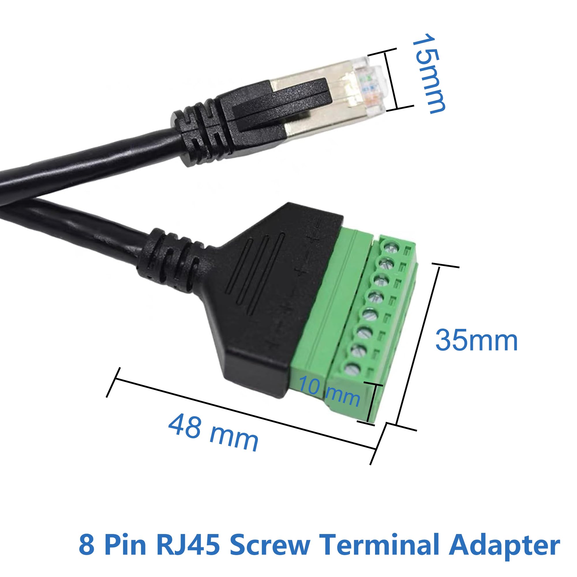 2 sztuki złącza RJ45 na 8-biegunowy blok zaciskowy z śrubami, złącze sieciowe RJ45 na 8-biegunowe złącze Ethernet do przedłużaczy Ethernet Cat7 Cat6 Cat5