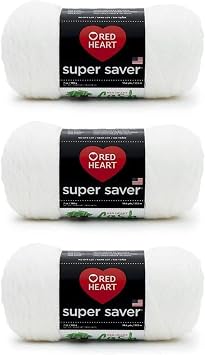 RED HEART Super Saver 3-Pack yarn, SOFT WHITE 3 Pack