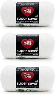 Red Heart Super Saver Soft White Yarn - 3 Pack of 198g/7oz - Acrylic - 4...